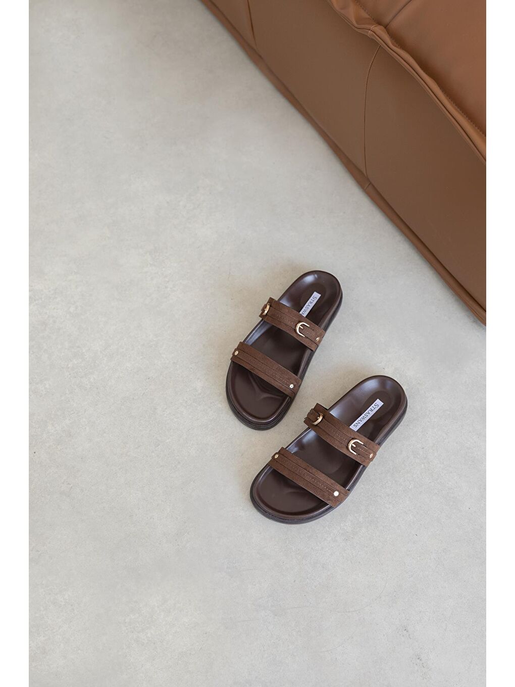 Kahverengi Cistra Kadın Günlük Konfor Süet Terlik Kahve