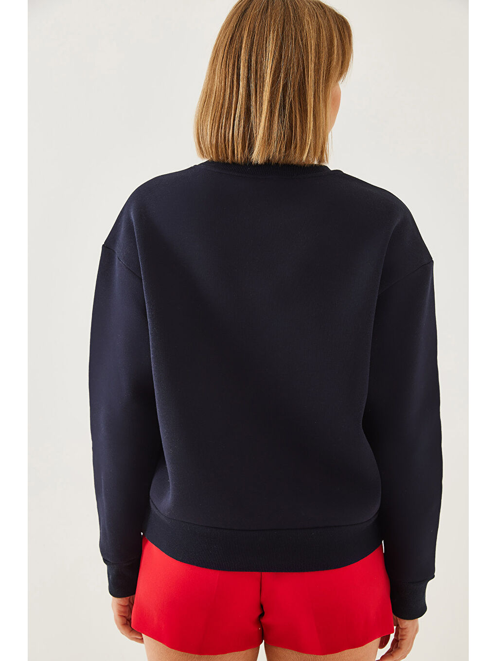 Lacivert Kadın Renkli Kelebek Baskılı Sweatshirt MBHS-4