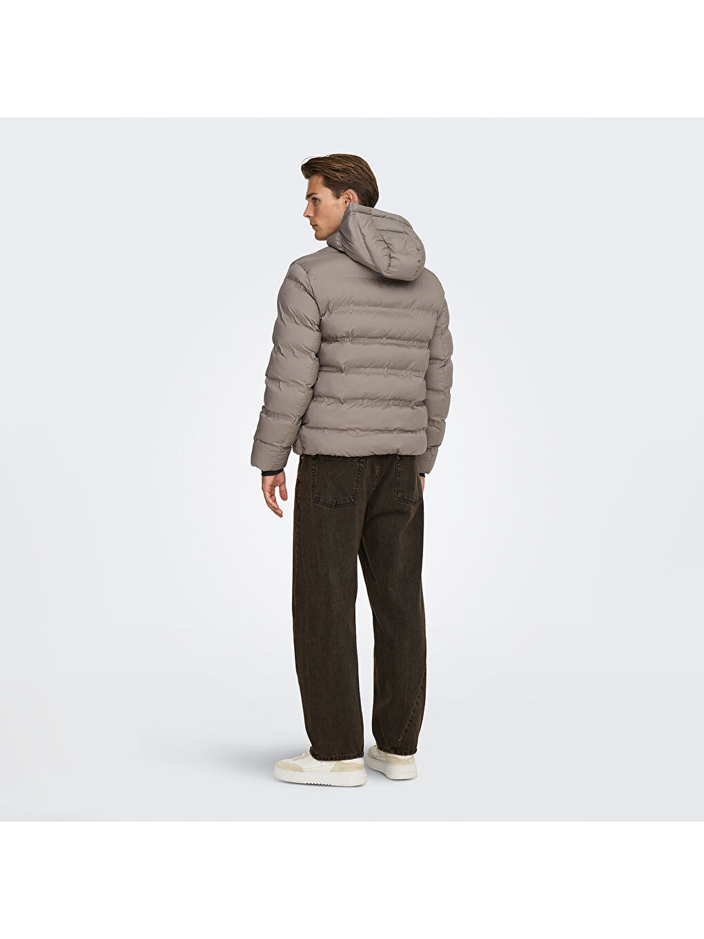 Union Seamless Life Puffer Erkek Bej Kapüşonlu Şişme Mont-3