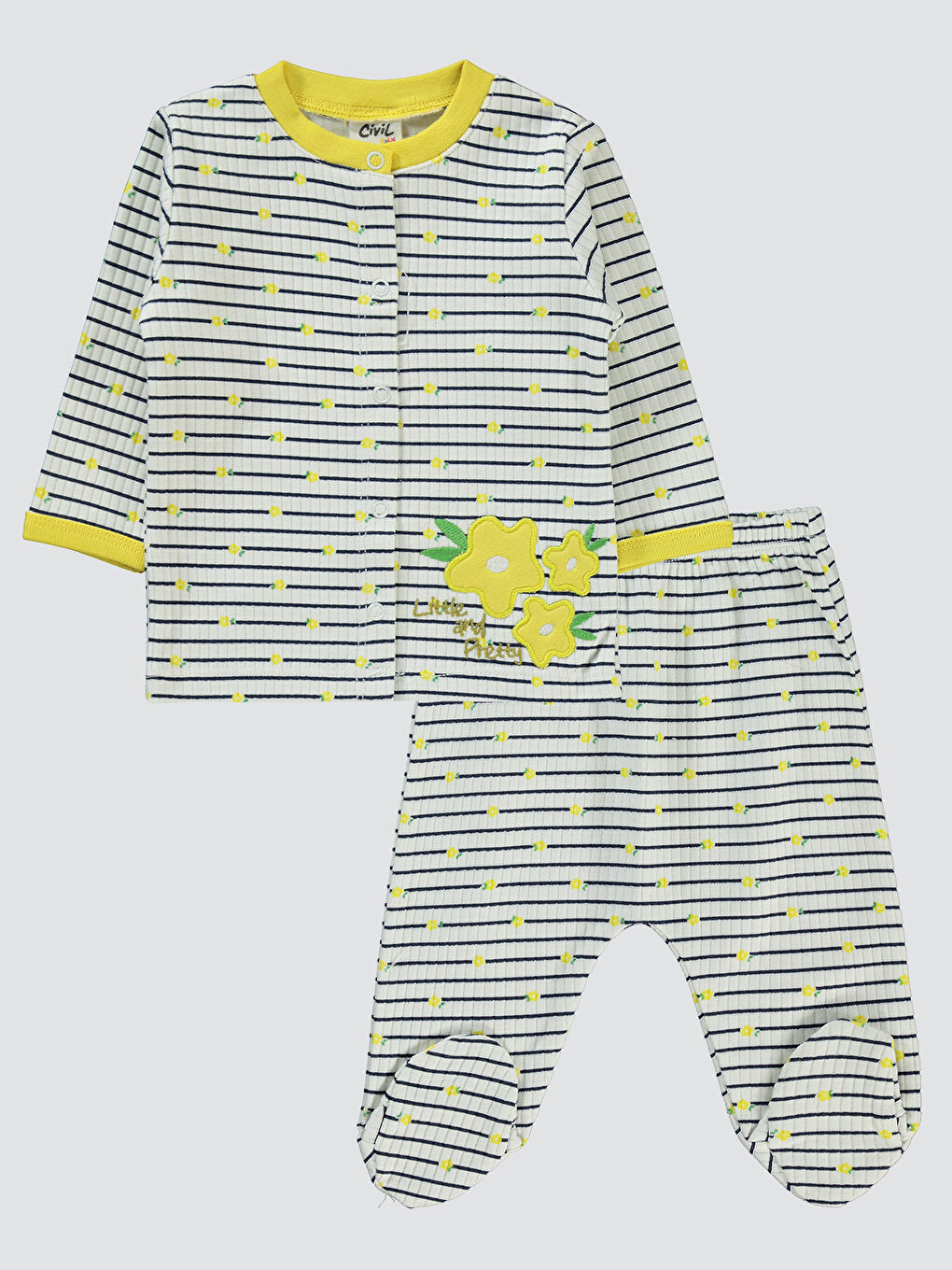 Civil Baby Kız Bebek Pijama Takımı 1-6 Ay Sarı