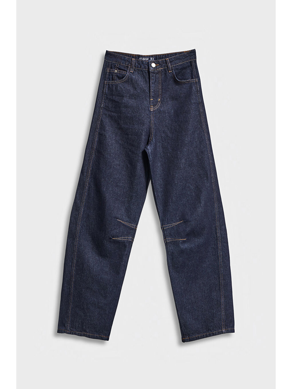 Kadın İndigo Renk 7w5-50 Baggy Fit %100 Pamuk Bol Kesim İç Boy 83cm Denim Jean-1