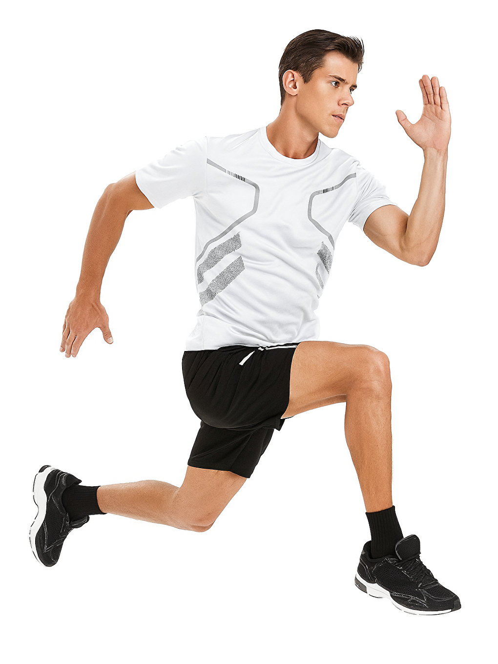Beyaz Erkek Spor Tişört Antreman Gym Polyester Erkek Sporcu Tişört-2