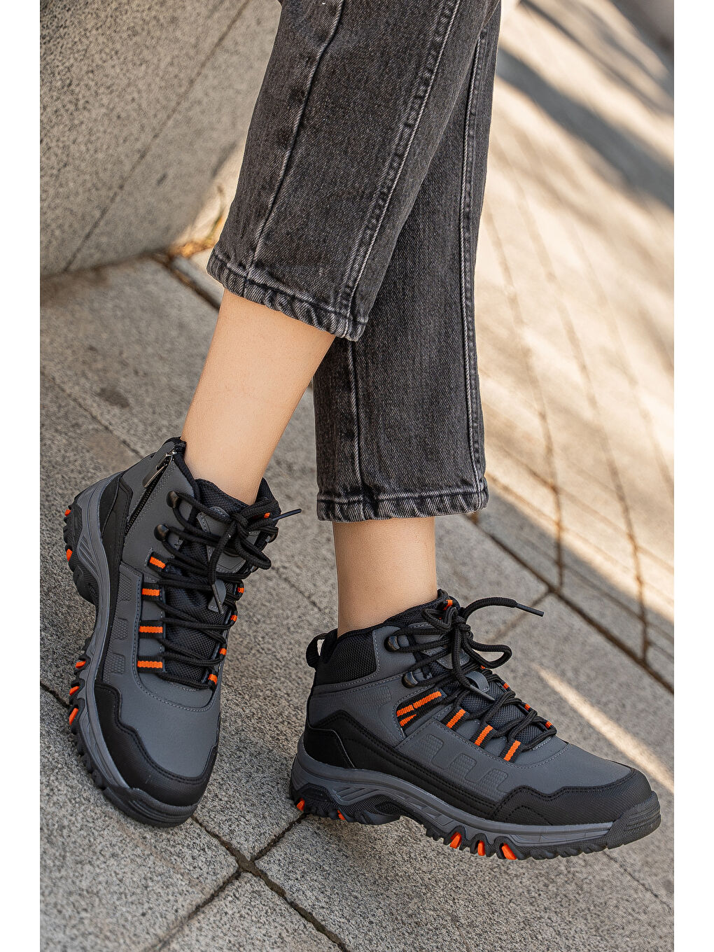 Gri D0888 Su Geçirmez Unisex Outdoor Trekking Bot-3