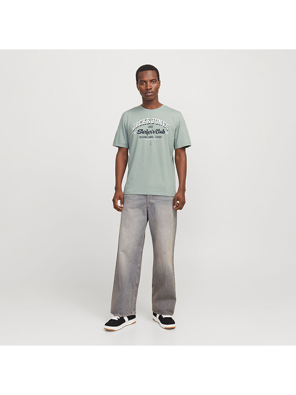 Logo O Neck 2 Col Erkek Yeşil Yuvarlak Yaka Spor Tişört-1