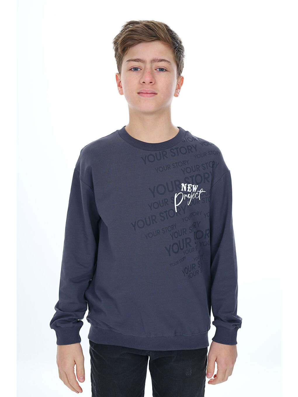 Toontoykids Gri Erkek Çocuk Baskılı Sweatshirt