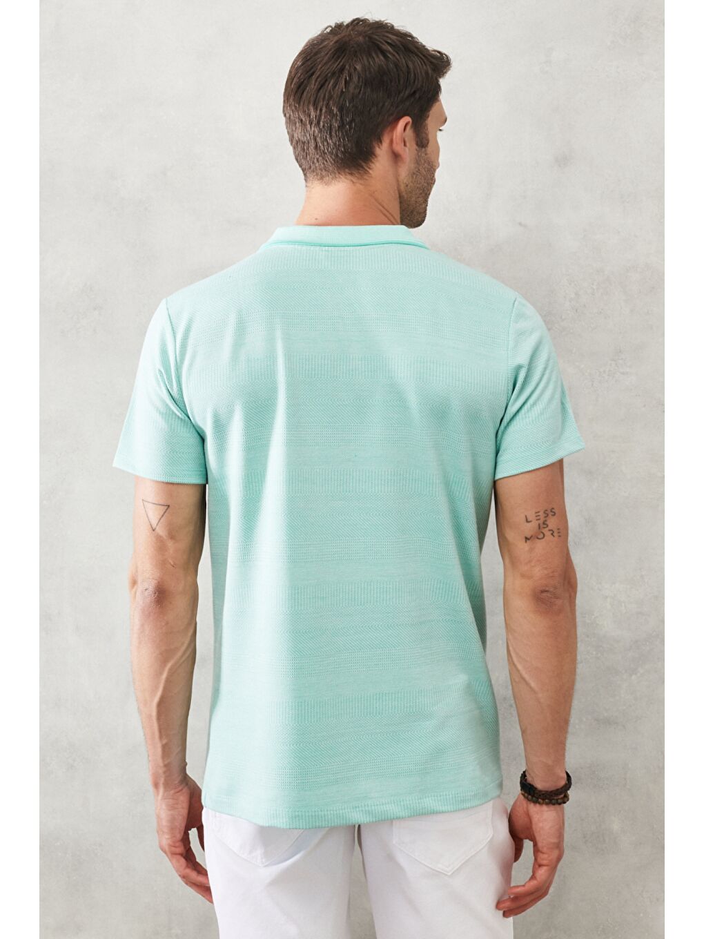 Erkek Su Yeşili Slim Fit Dar Kesim Polo Yaka Kısa Kollu Tişört-6