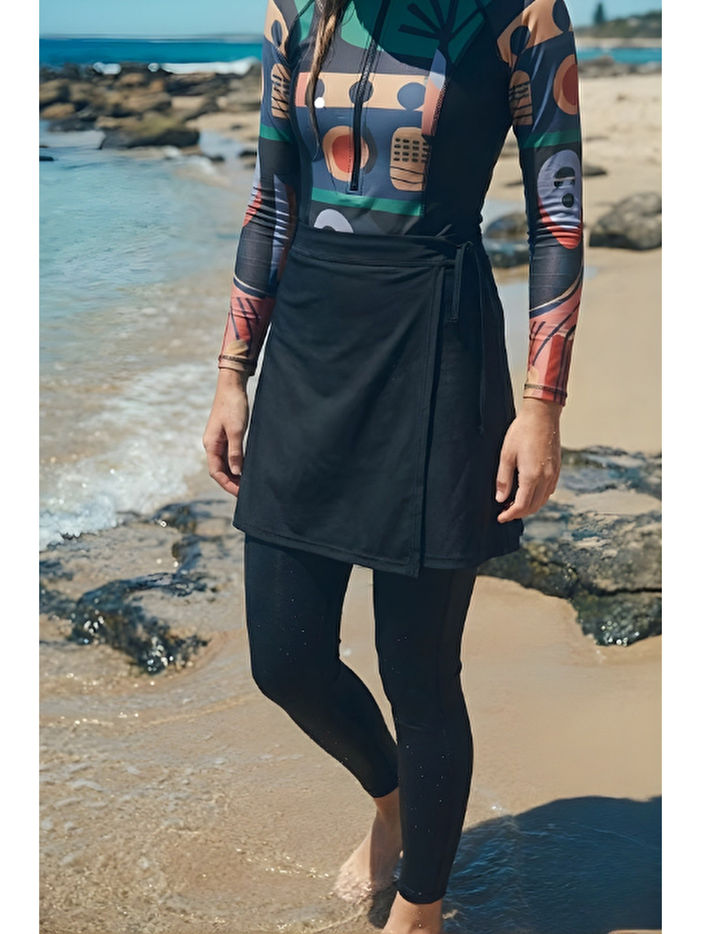 Yüzücü Mayo Tayt Etek 3lü Oyun Mayo Siyah-3