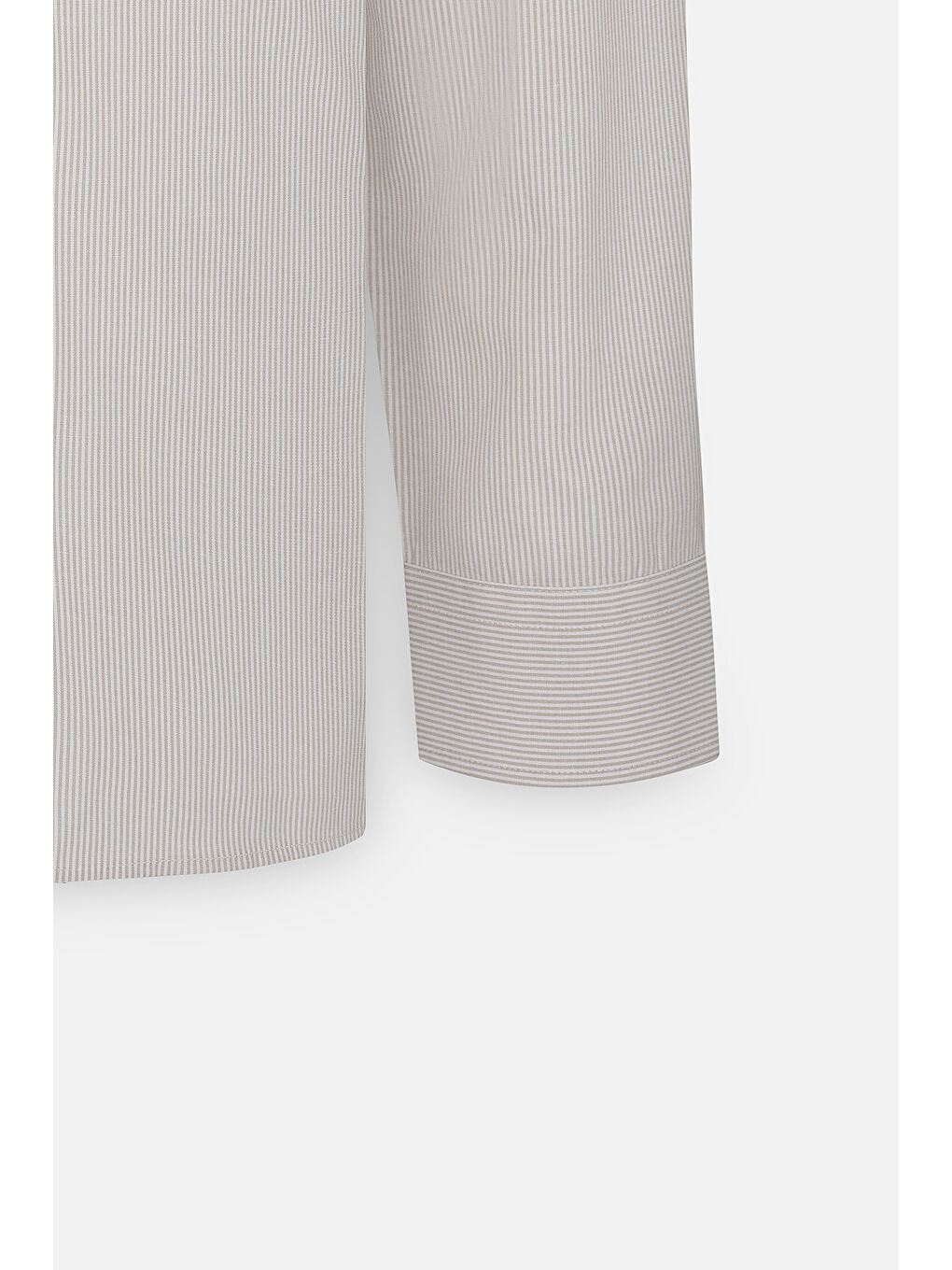 Bej Erkek Beyaz-Vizon Slim Fit Dar Kesim Klasik Yaka Pamuklu Armürlü Gömlek-7