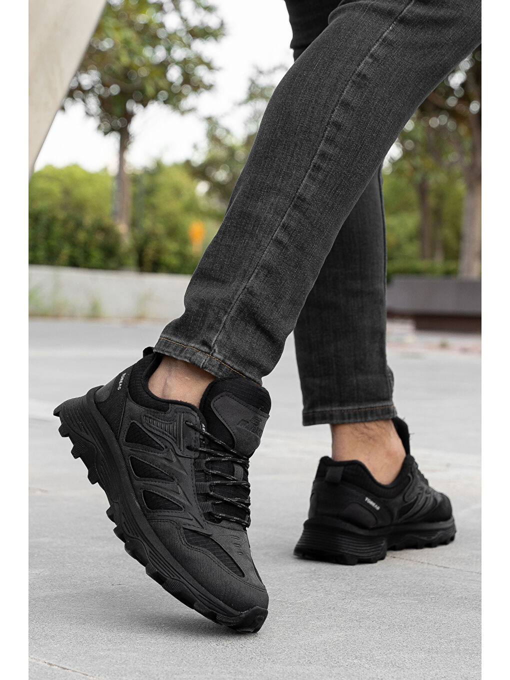 Siyah D0138 Kısa Su Geçirmez Unisex Outdoor Trekking Ayakkabı-1