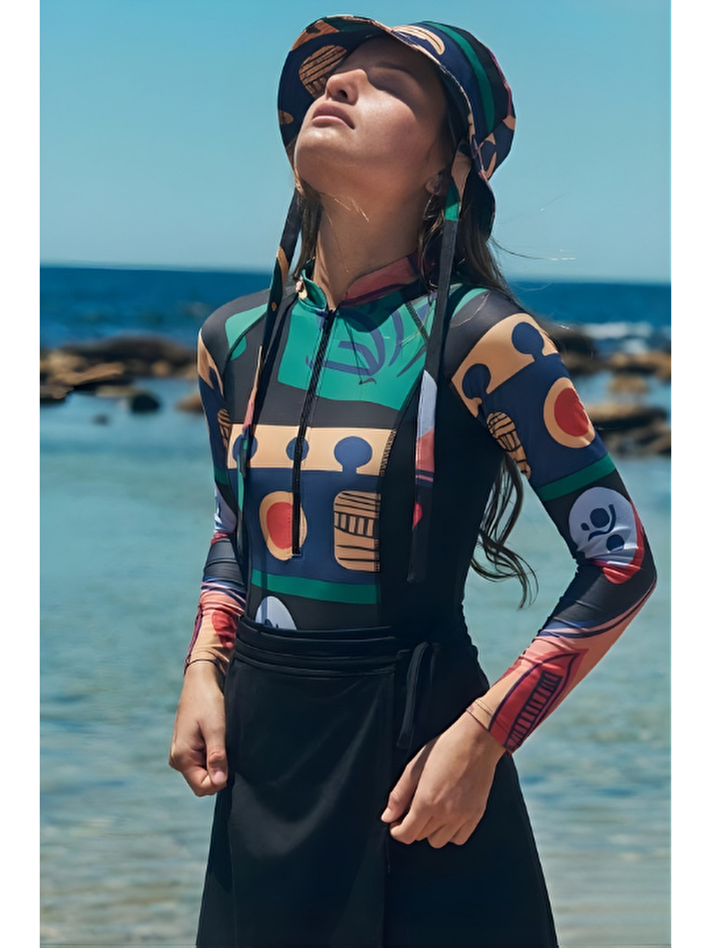 Yüzücü Mayo Tayt Etek 3lü Oyun Mayo Siyah-5