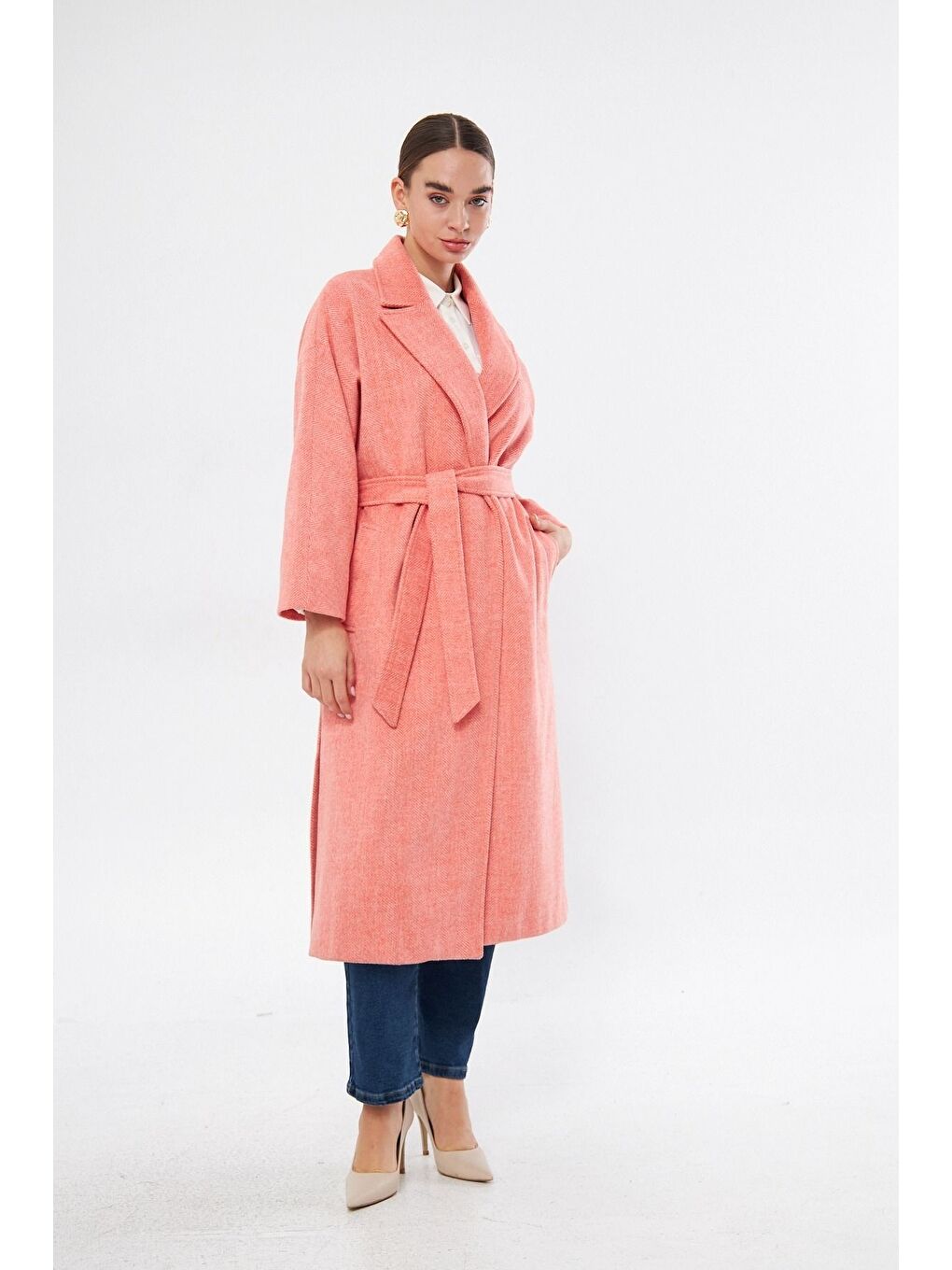 Karışık Renkli Astarlı Klasik Nar Çiçeği Kaban-2