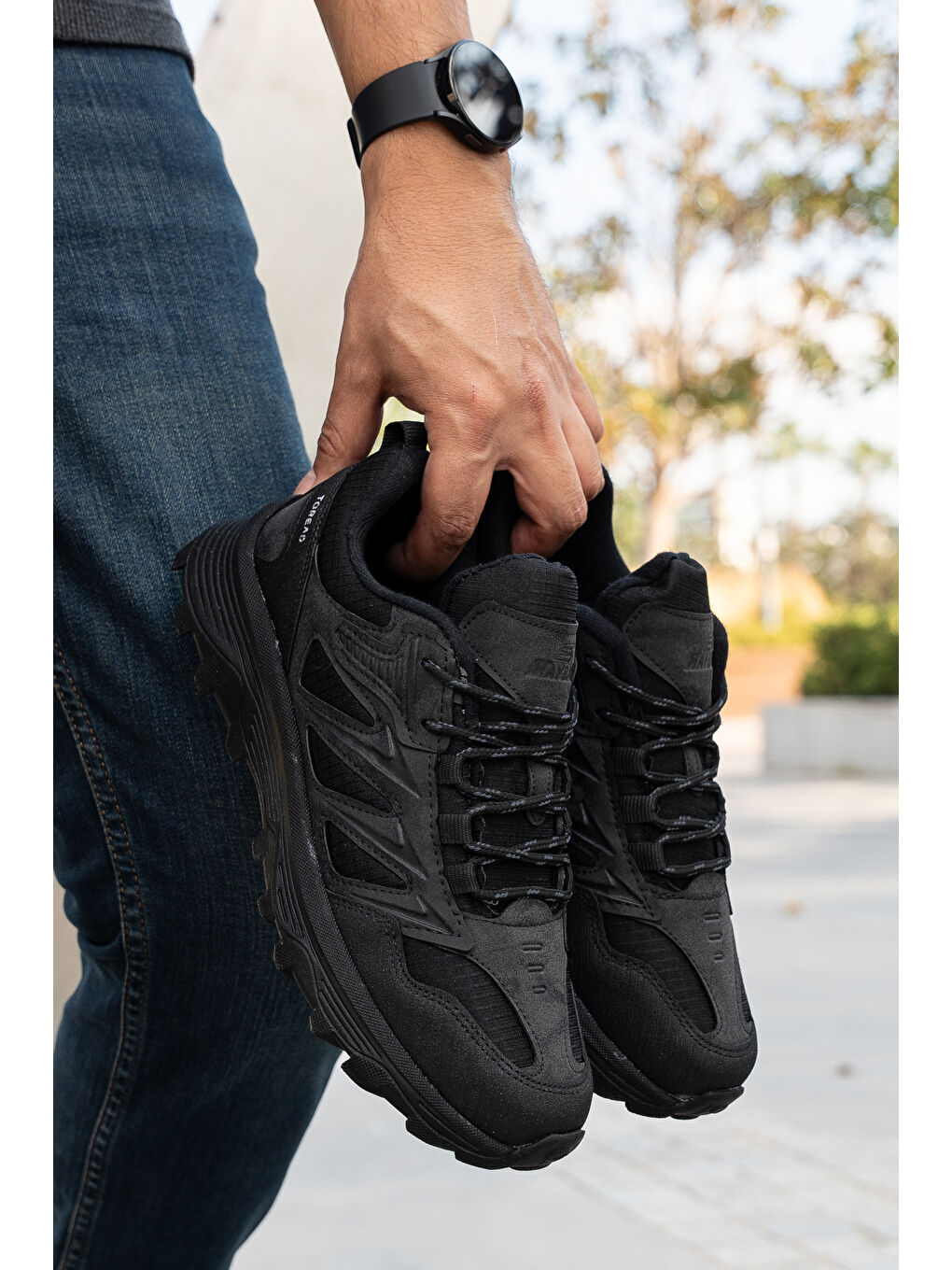 Siyah D0138 Kısa Su Geçirmez Unisex Outdoor Trekking Ayakkabı-3