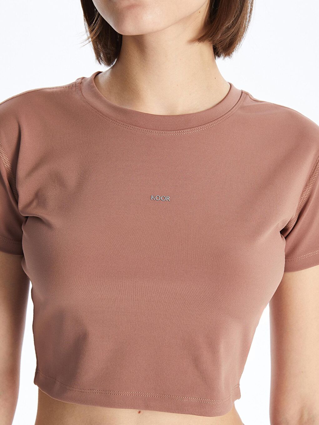 Bej Vizon Crop Tshirt-2