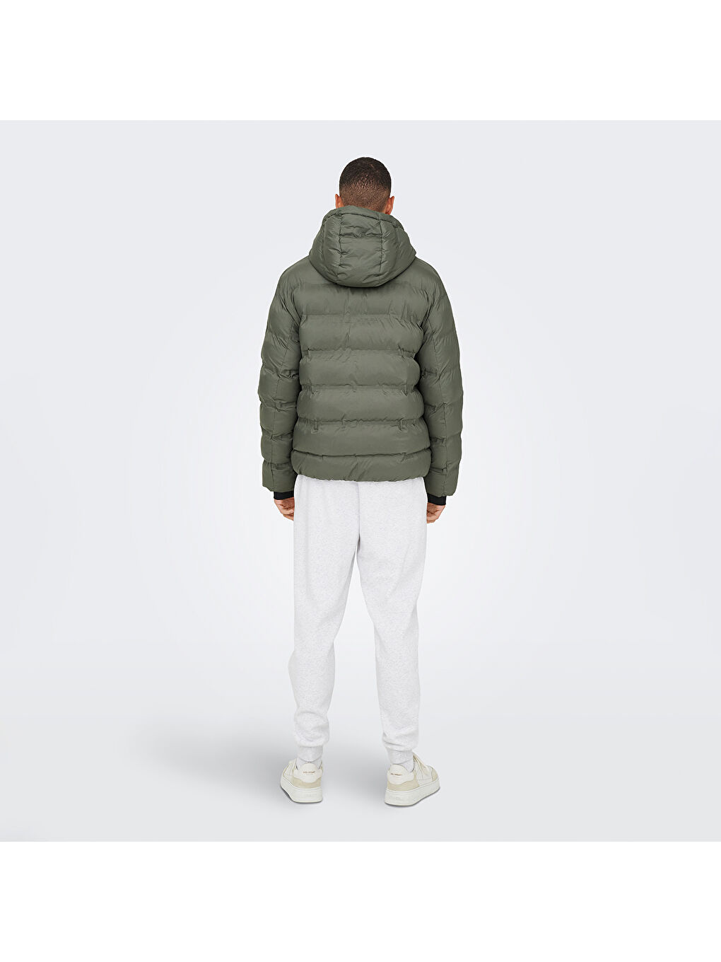 Union Seamless Life Puffer Erkek Gri Kapüşonlu Şişme Mont-3