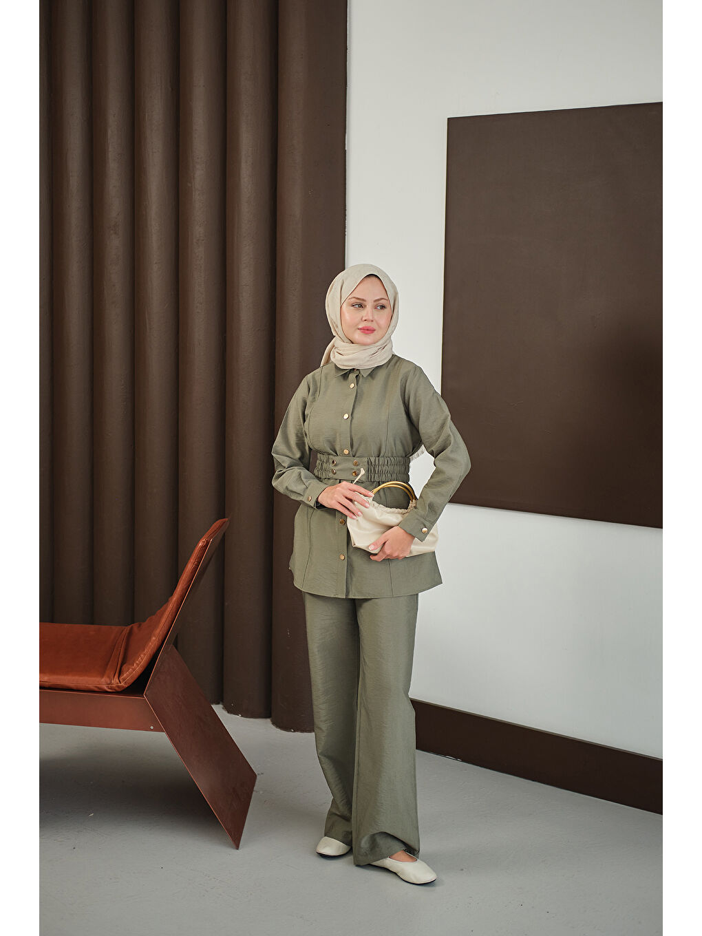 Kadın Kemer Detay Takım Yeşil-2