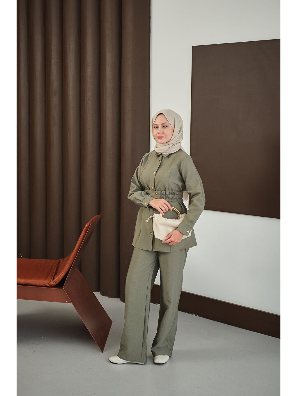 Kadın Kemer Detay Takım Yeşil-3