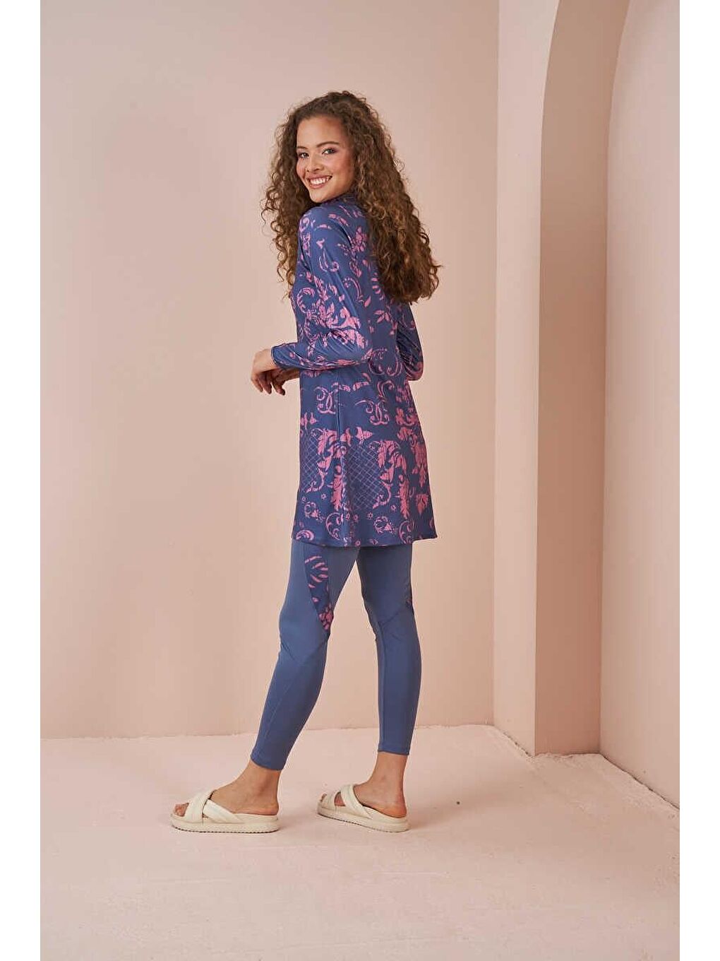 Çini Performans Tesettür Mayo Takımı İndigo