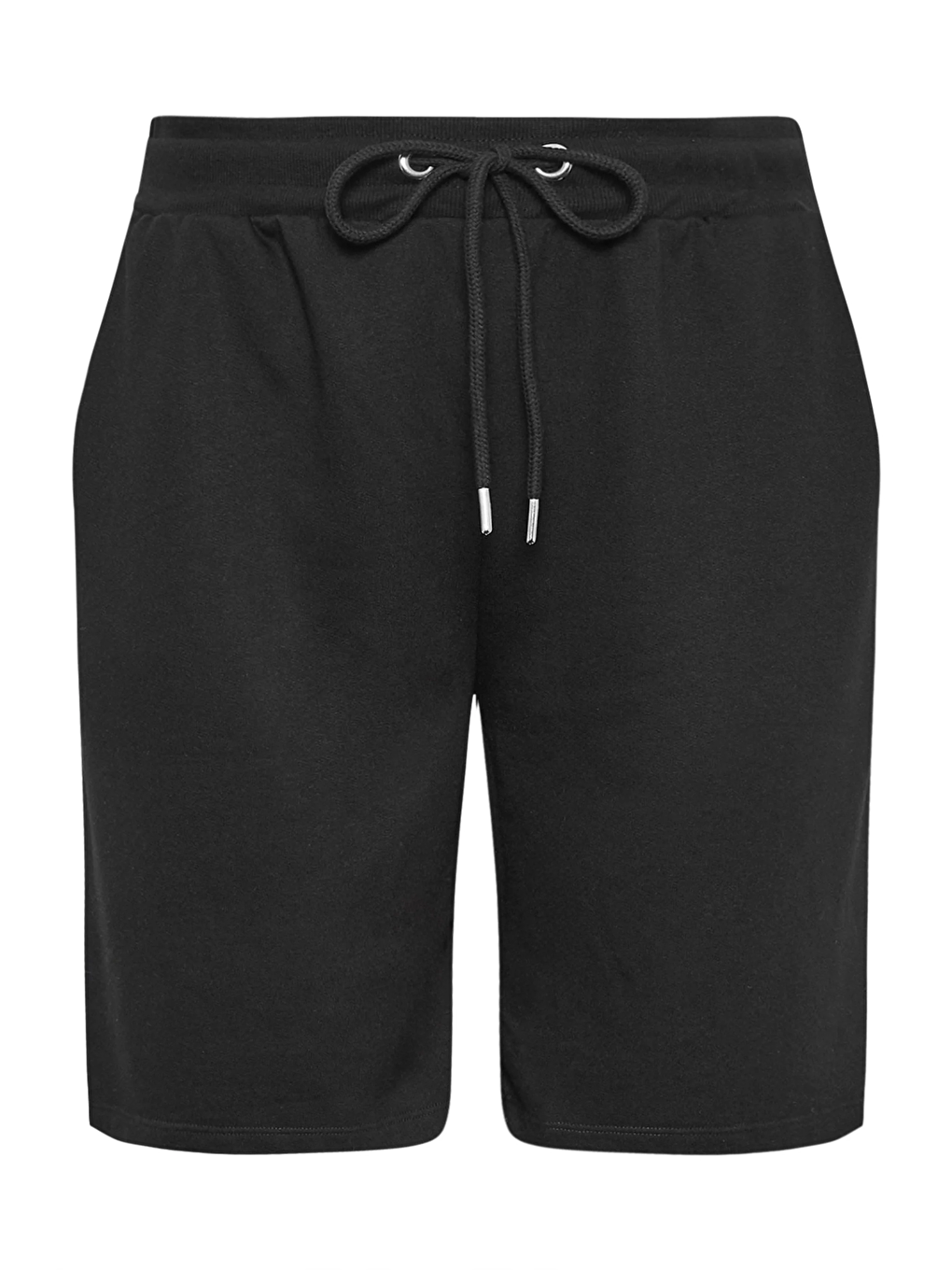 Siyah Büyük Beden Cepli Beli Büzgülü Bol Kesim Jogger Şort 124734-6