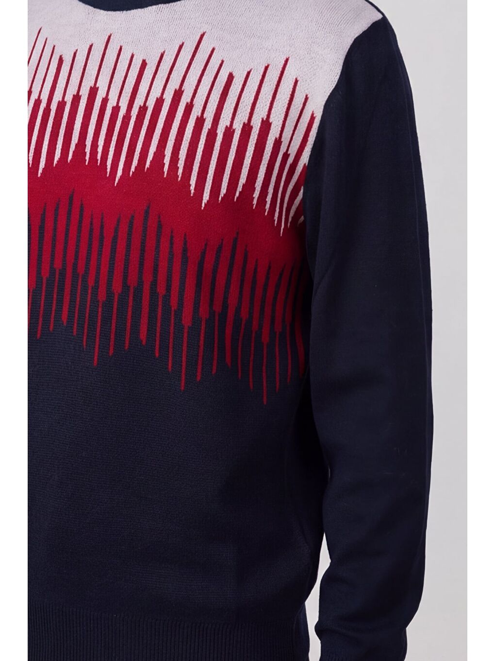 Erkek Lacivert Normal Kesim Regular Fit Yünlü Dokuma Triko Kazak-2