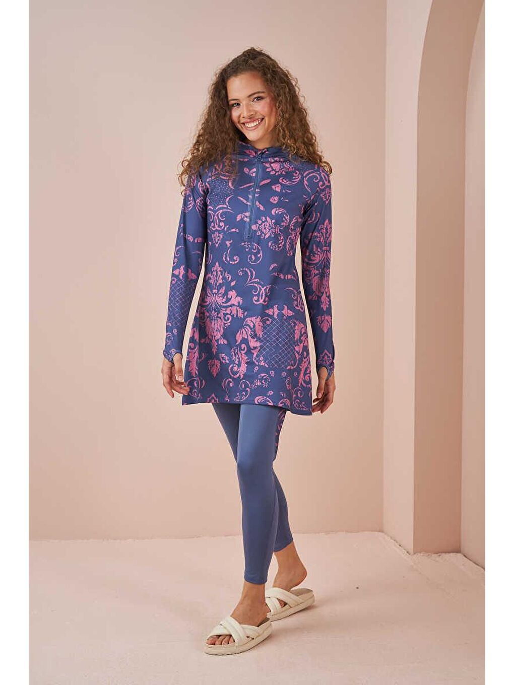 Çini Performans Tesettür Mayo Takımı İndigo-3