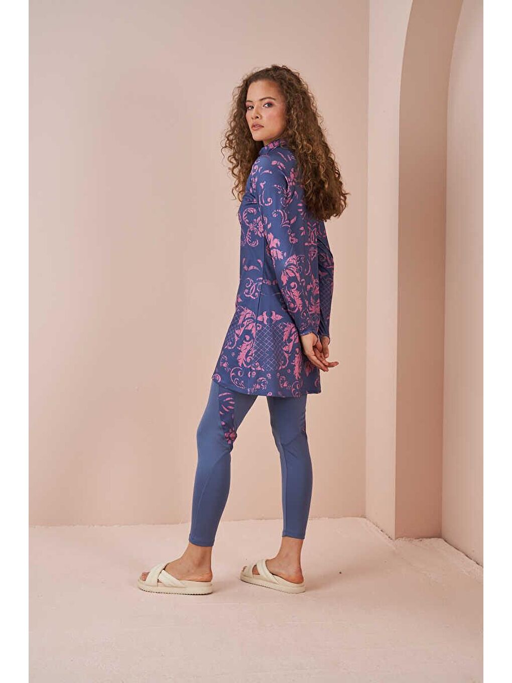 Çini Performans Tesettür Mayo Takımı İndigo-4