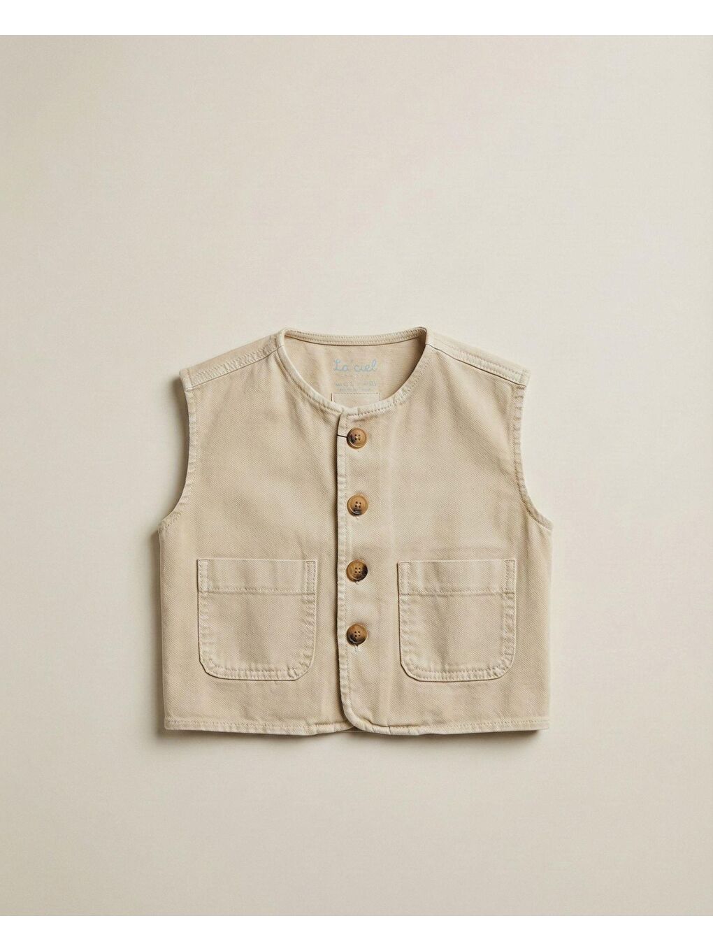 Ekru Unisex Çocuk Bej Yelek Ve Pantolon Takım-2