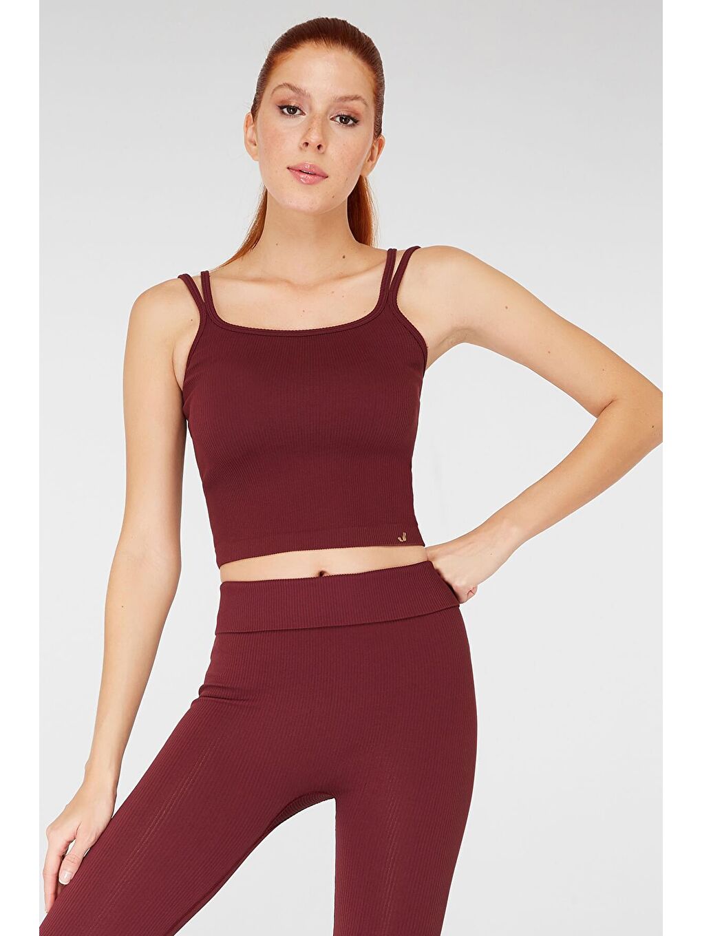 JERF Bordo Darwin Çift Askılı Crop Top Bordo