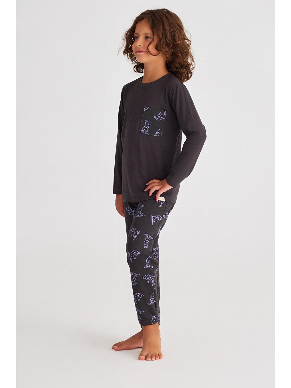 Snowboard Erkek Çocuk Pijama Takım Lacivert-2