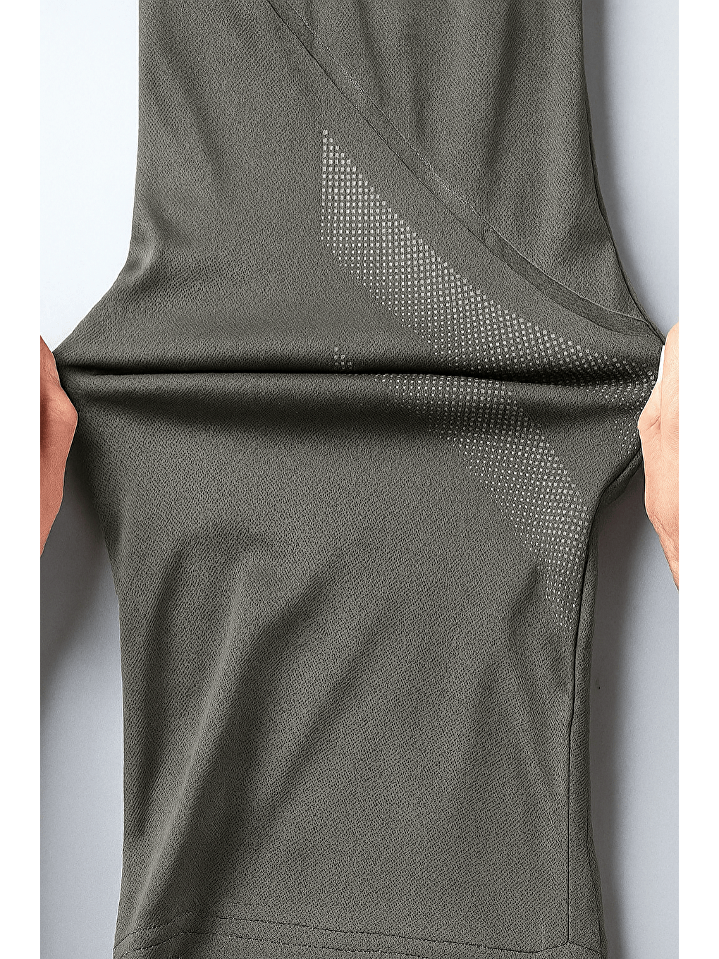 Gri Erkek Spor Tişört Antreman Gym Polyester Erkek Sporcu Tişört-5