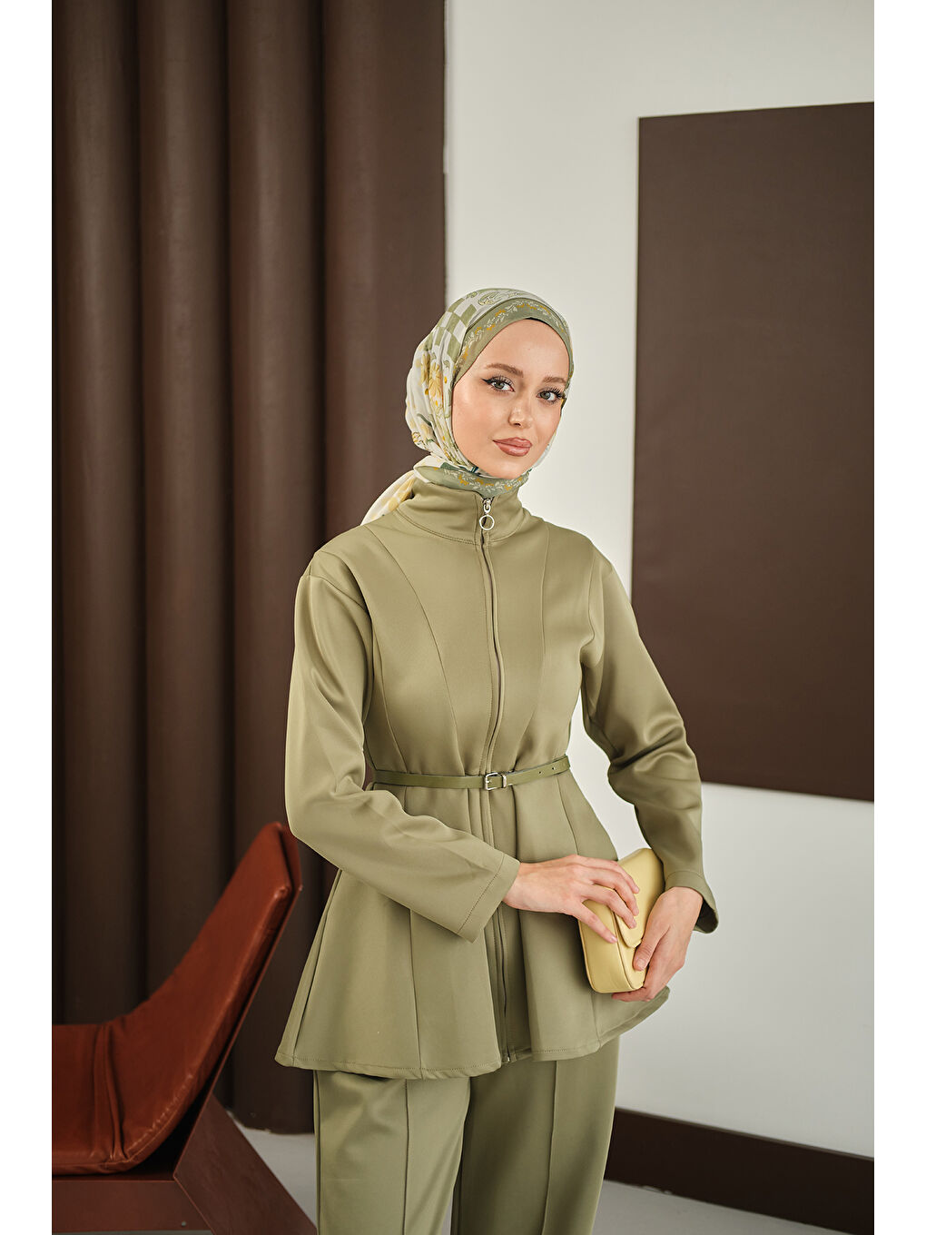 Kadın Fermuarlı Scuba Takım Yeşil-3