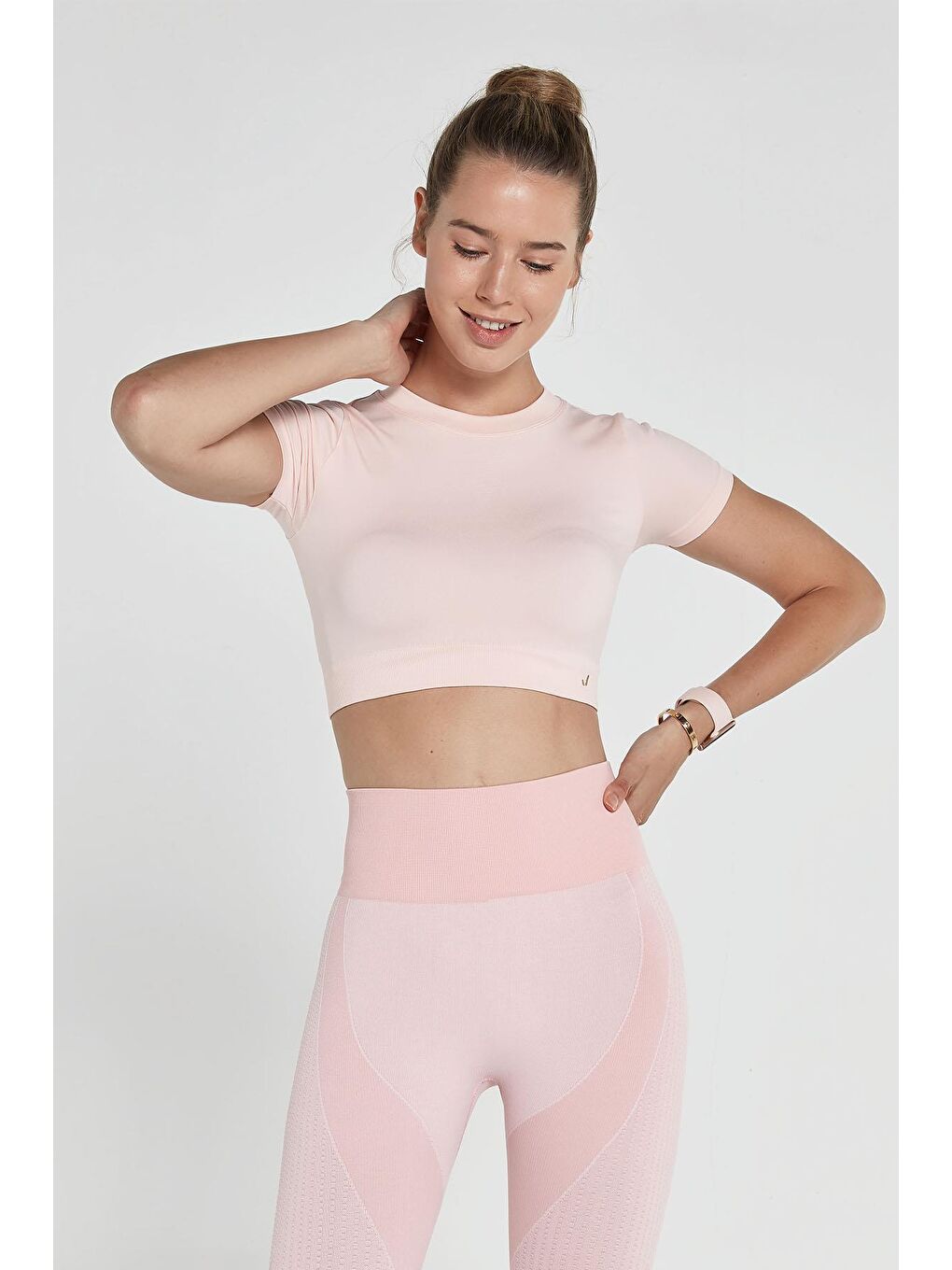 JERF Pembe Captiva Yumuşak Dokulu & Esnek Crop Top Pembe