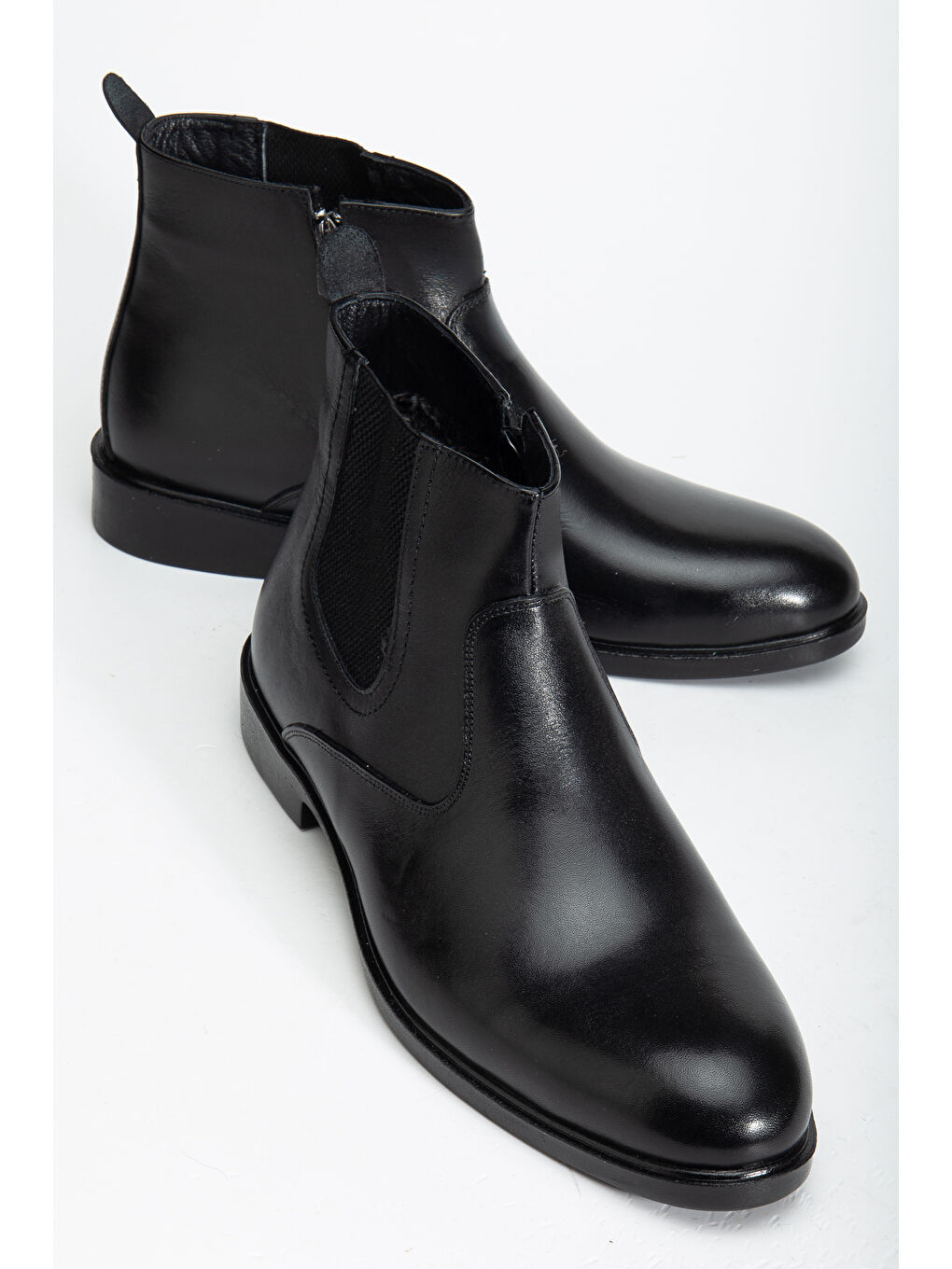 Siyah D2145 Hakiki Deri Içi Kürklü Fermuarlı Soğuk Geçirmez Erkek Bot