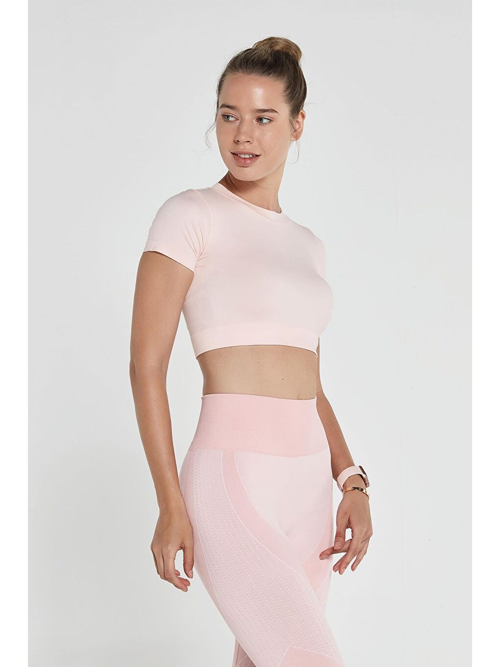 JERF Pembe Captiva Yumuşak Dokulu & Esnek Crop Top Pembe - 1