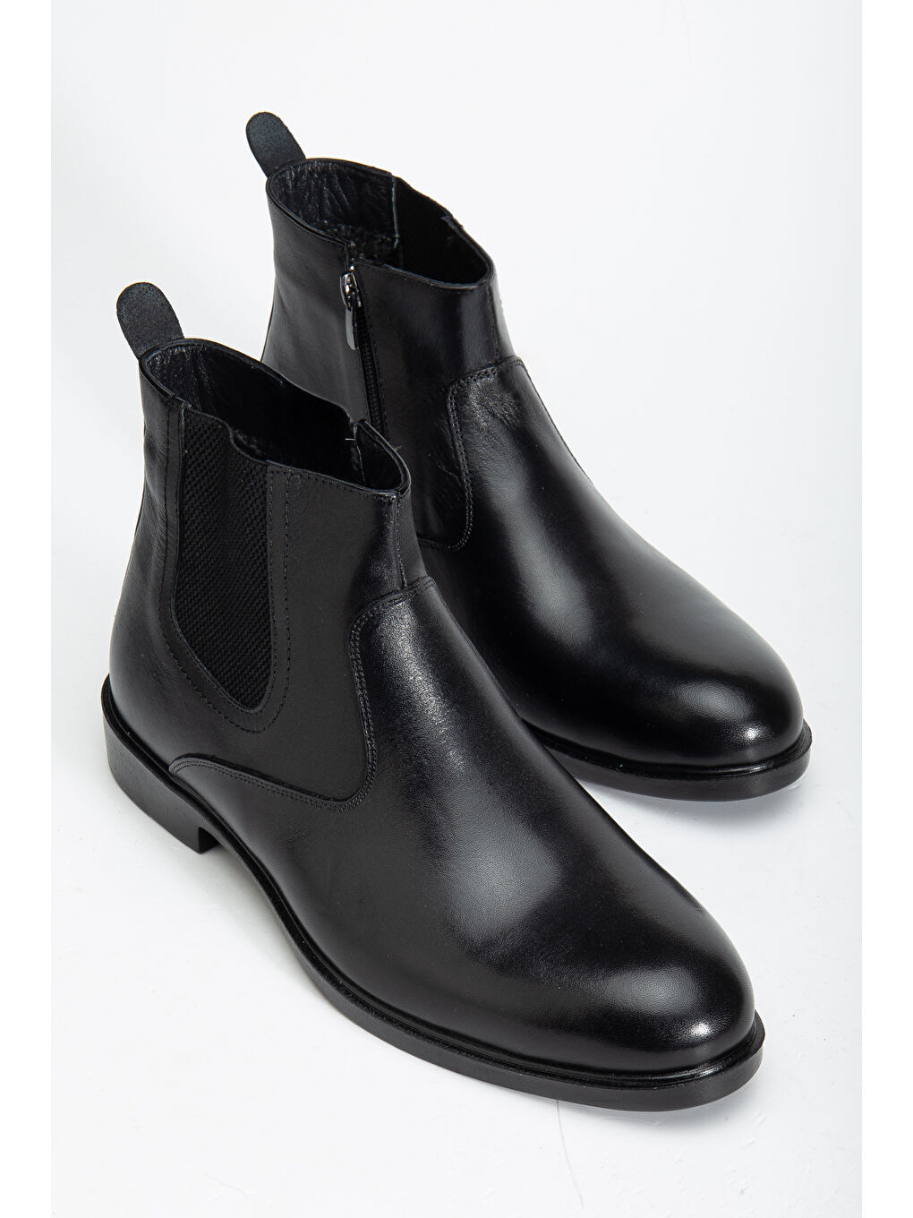 Siyah D2145 Hakiki Deri Içi Kürklü Fermuarlı Soğuk Geçirmez Erkek Bot-1