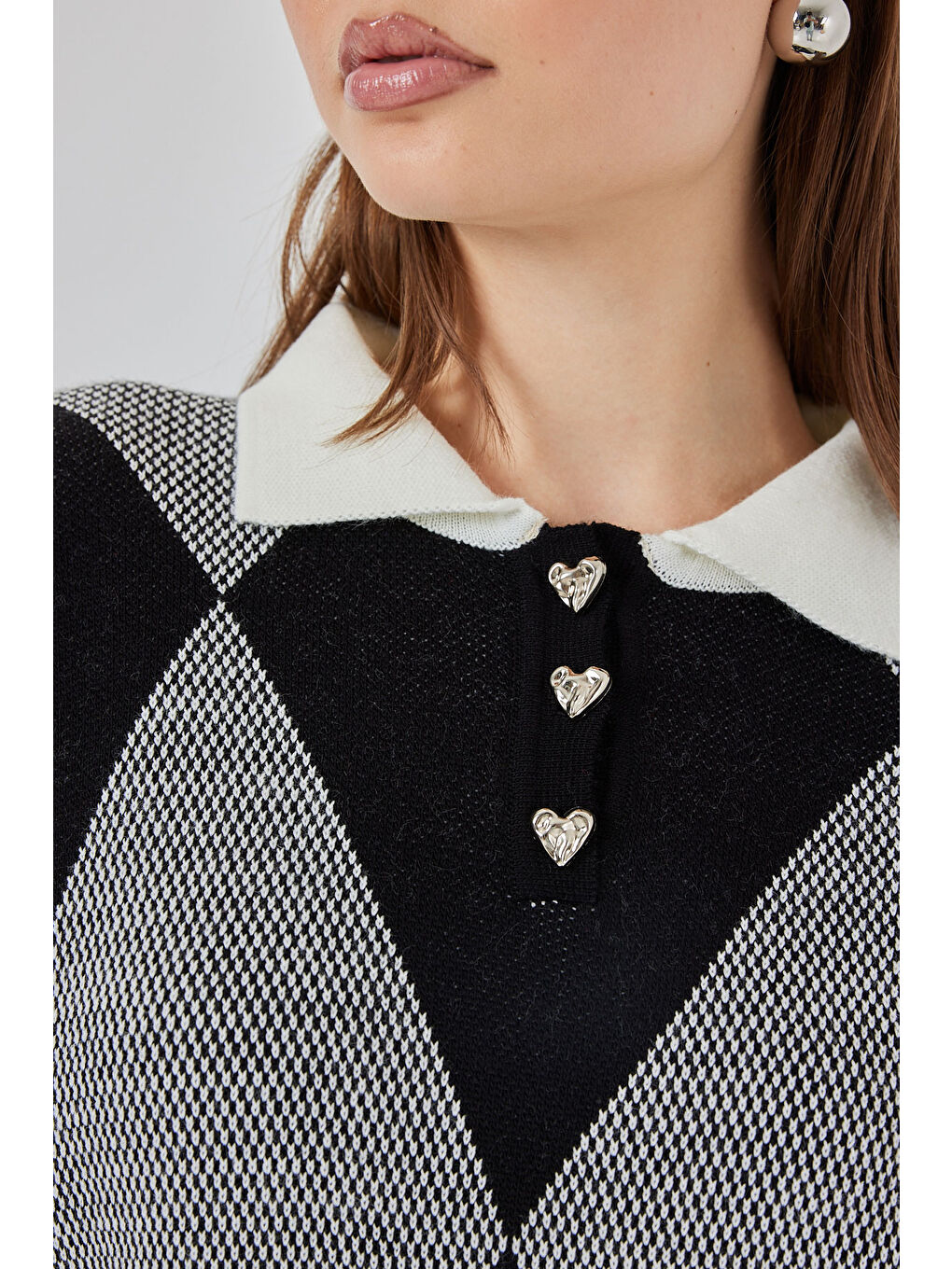 Kadın Crop Triko Kazak 15936 - D. Siyah-4