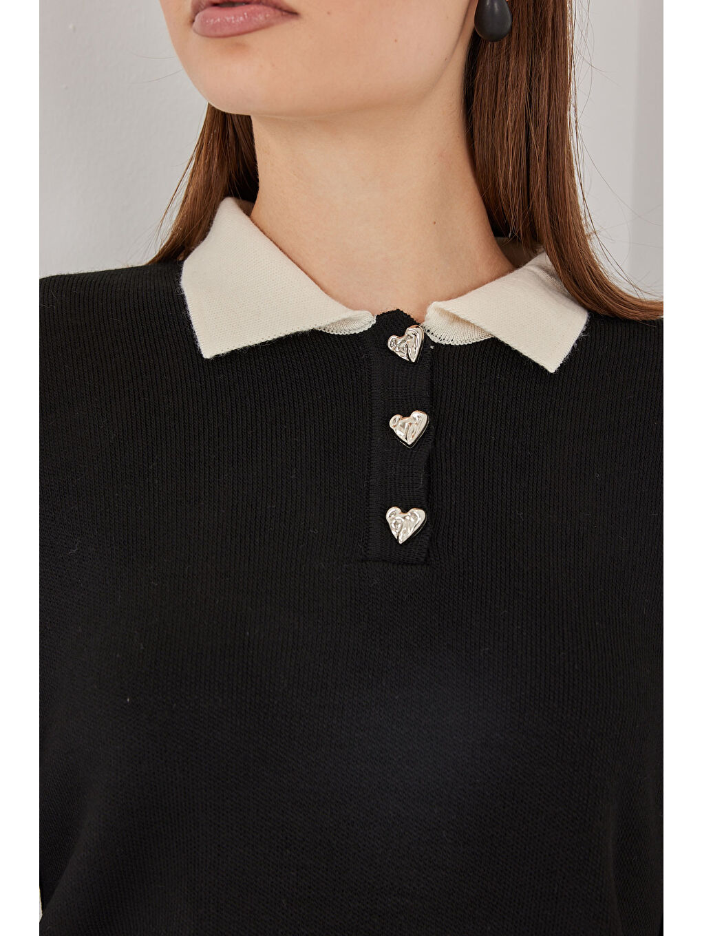 Kadın Crop Triko Kazak 15936 - Siyah-4