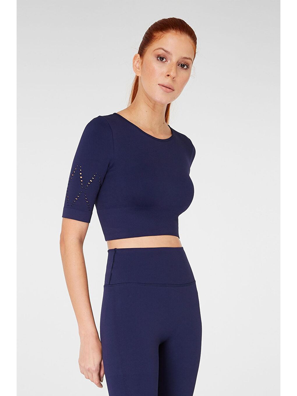 JERF Lacivert Naples Kısa Kol Crop Top Econyl Lacivert - 1