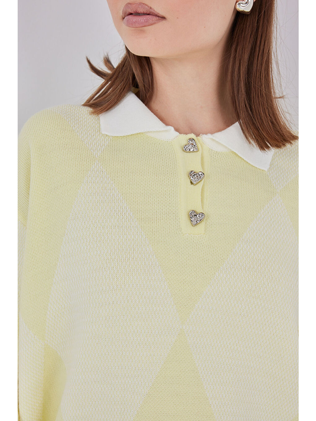 Kadın Crop Triko Kazak 15936 - A.Sarı-4