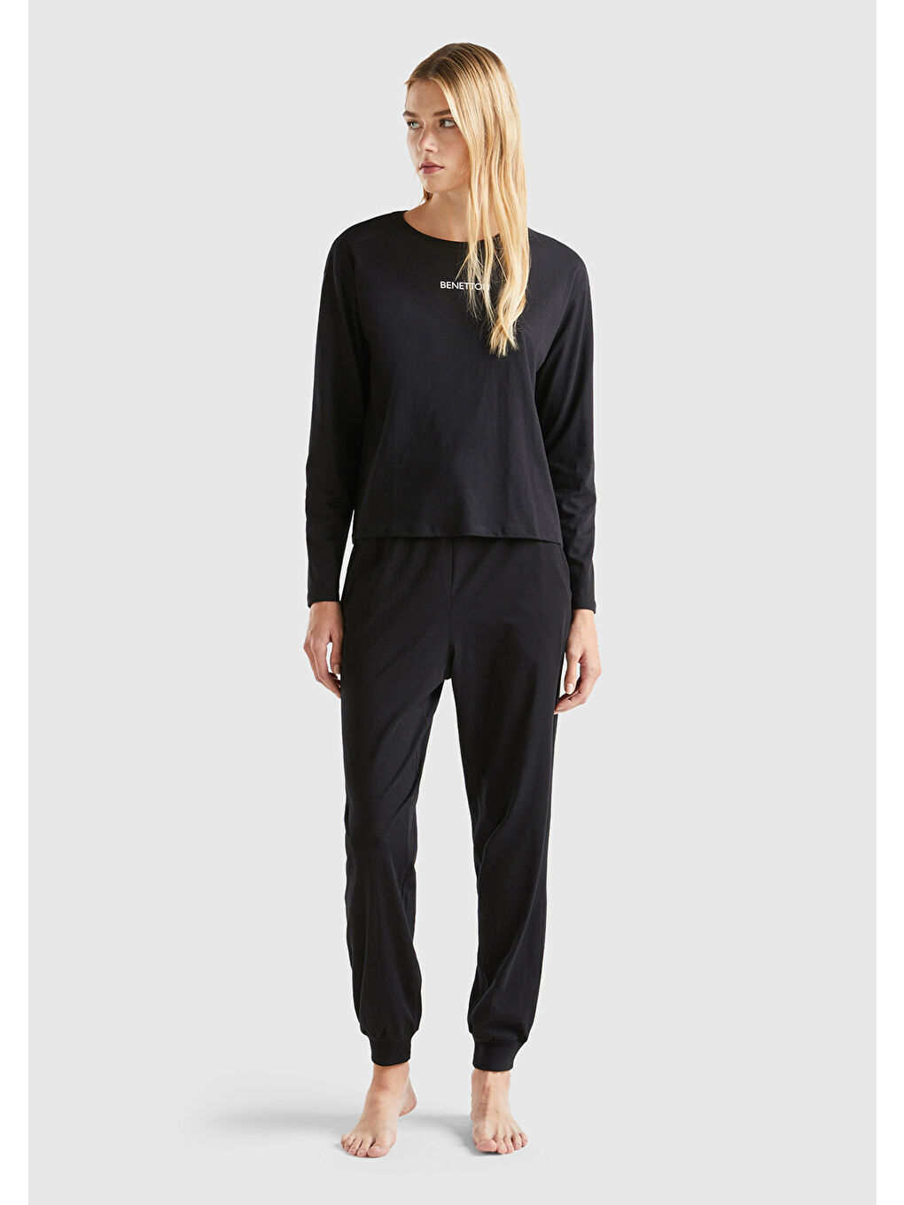 Kadın Siyah Slogan Baskılı Sweatshirt-4