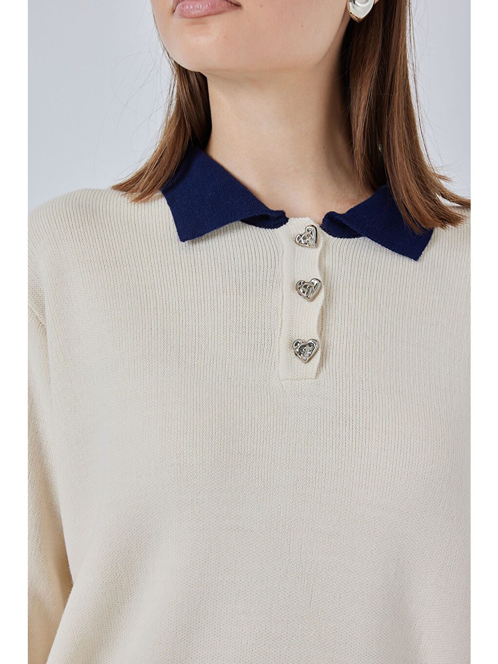 Ekru Kadın Crop Triko Kazak 15936 - Krem-4