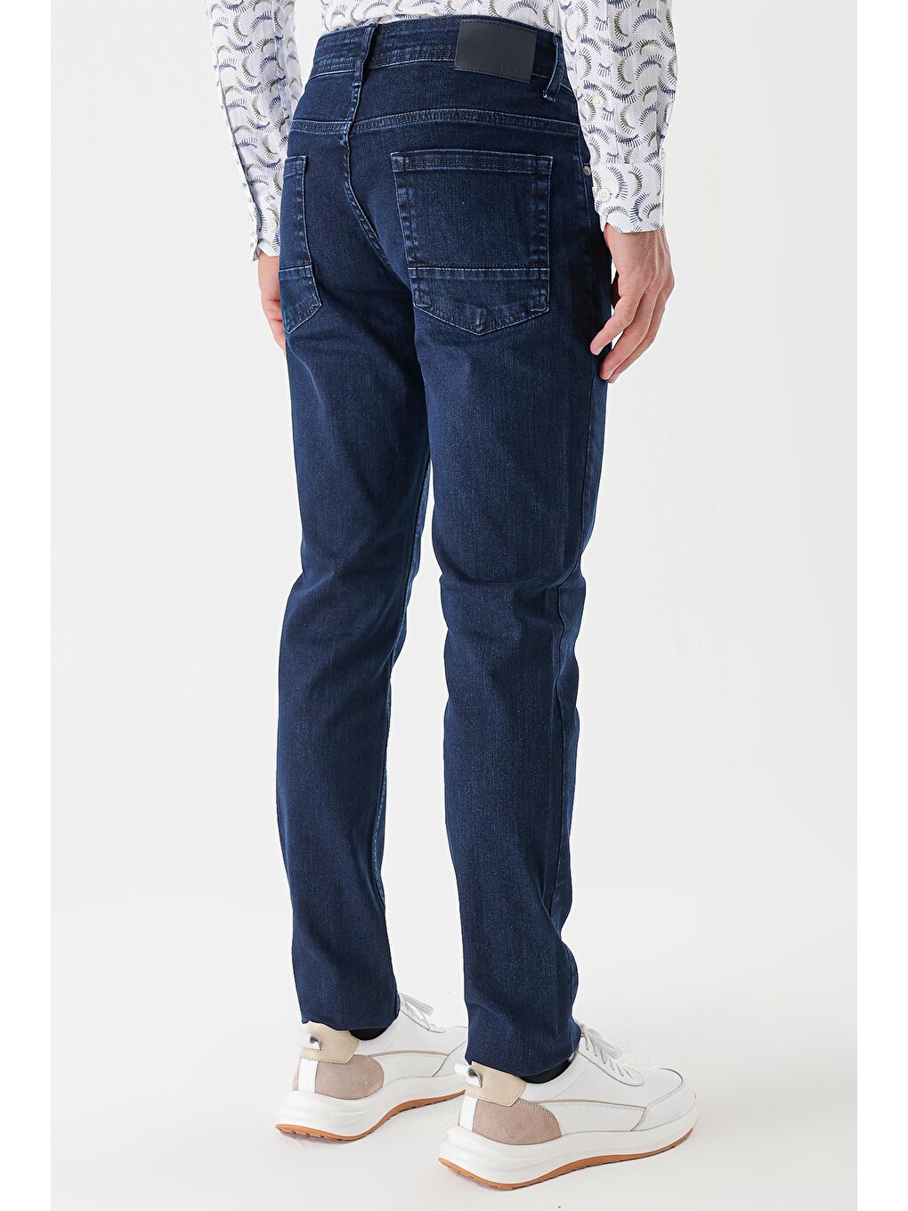 Koyu Lacivert %100 Pamuk 5 Cep Slim Fit Dar Kesim Casual Denim Jean Pantolon 1023235160-4