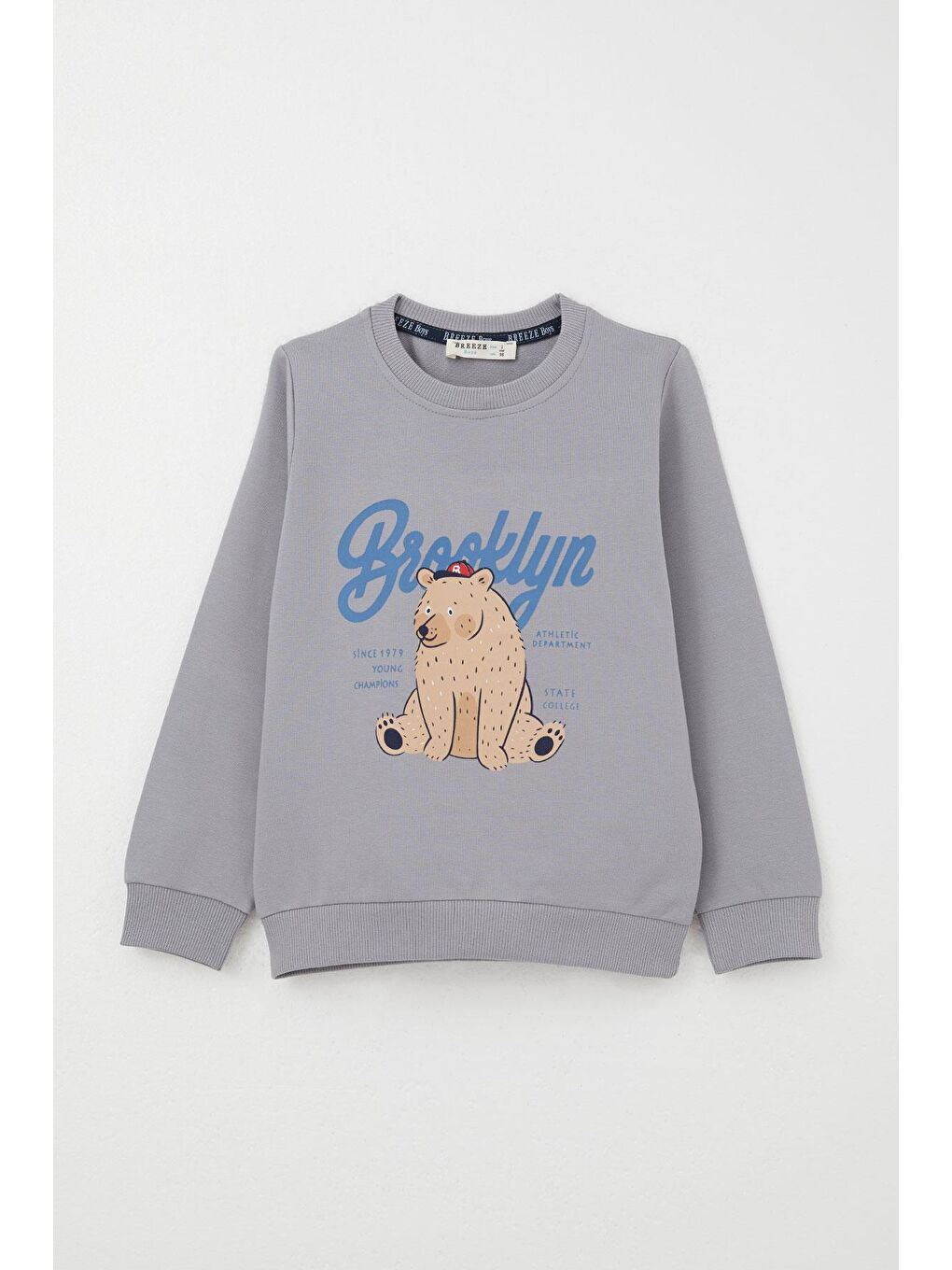 Erkek Çocuk Eşofman Takım Kolej Şampiyonu Sevimli Ayıcık Baskılı Gri (2-5 Yaş)-1