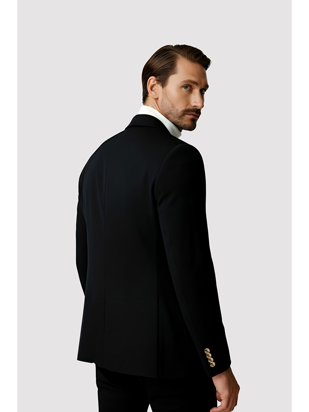 Siyah Mono Yaka Slim Fit Dar Kalıp Erkek Ceket-2