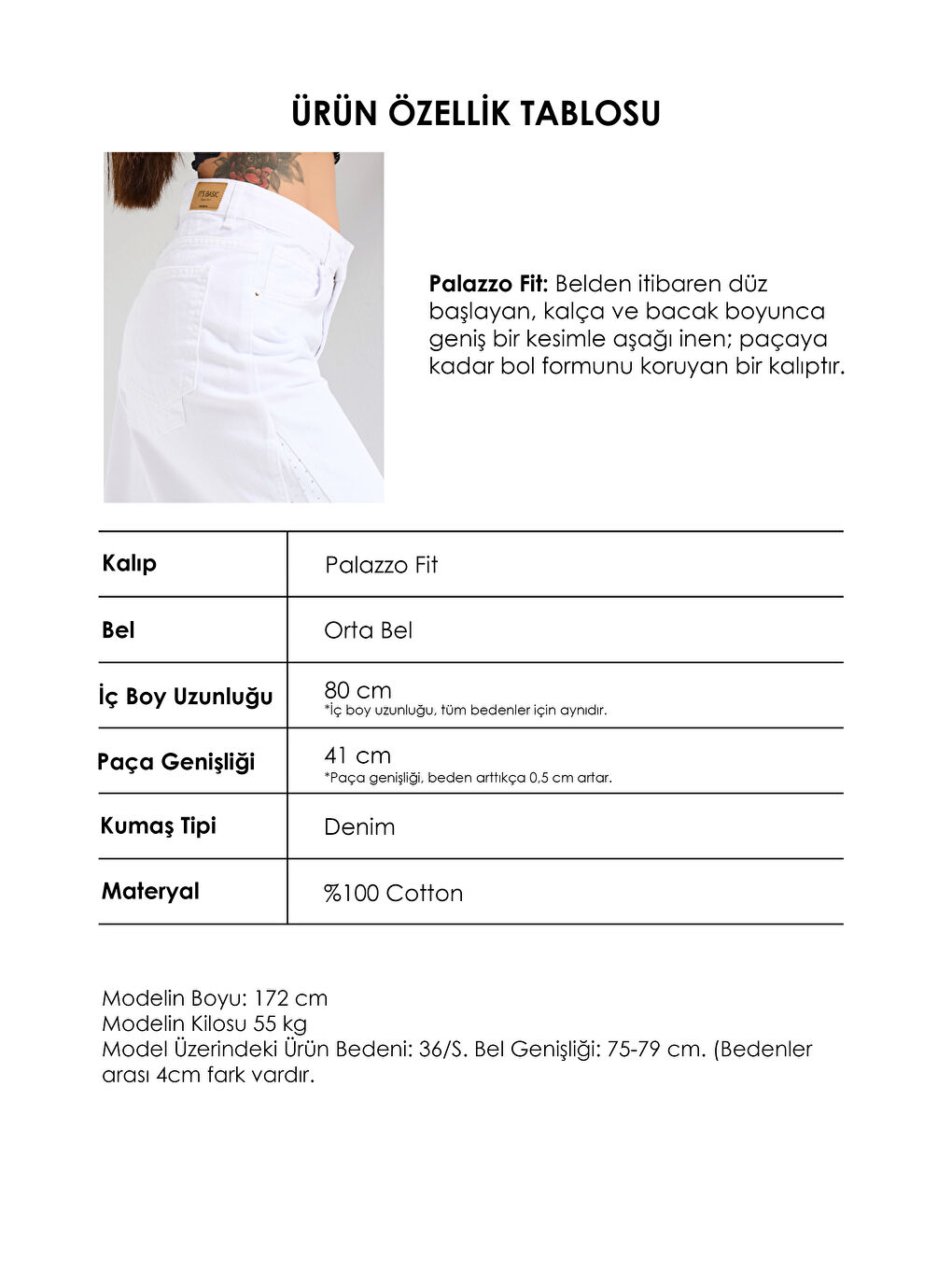 Kadın Beyaz T-5s6-2 Palazzo Fit Orta Bel Paça Parlak Taş Detaylı Özel Tasarım Denim Jean-3