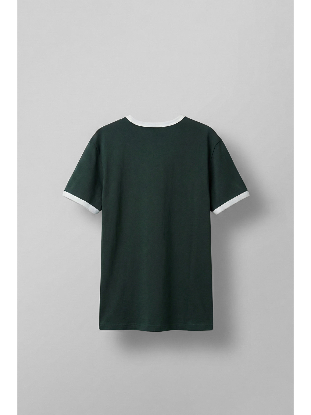 Erkek Regular Fit Kontrast Detaylı T-Shirt Koyu Yeşil-1