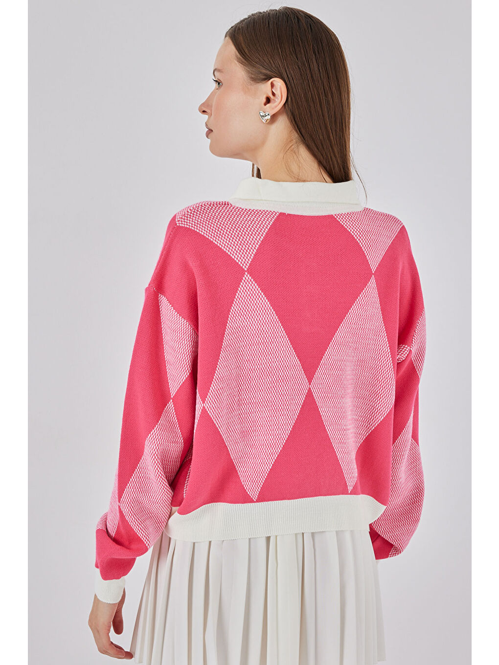 Kadın Crop Triko Kazak 15936 - C. Pembe-5