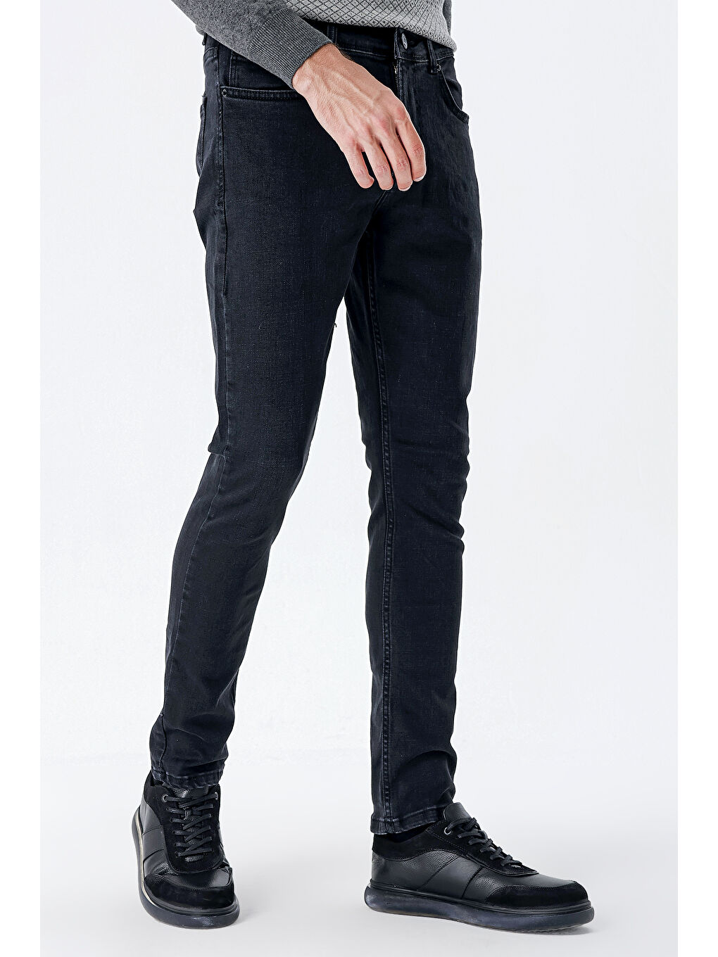 Siyah Gabardin Elastanlı 5 Cep Slim Fit Dar Kesim Casual Denim Jean Pantolon 1023235161-1