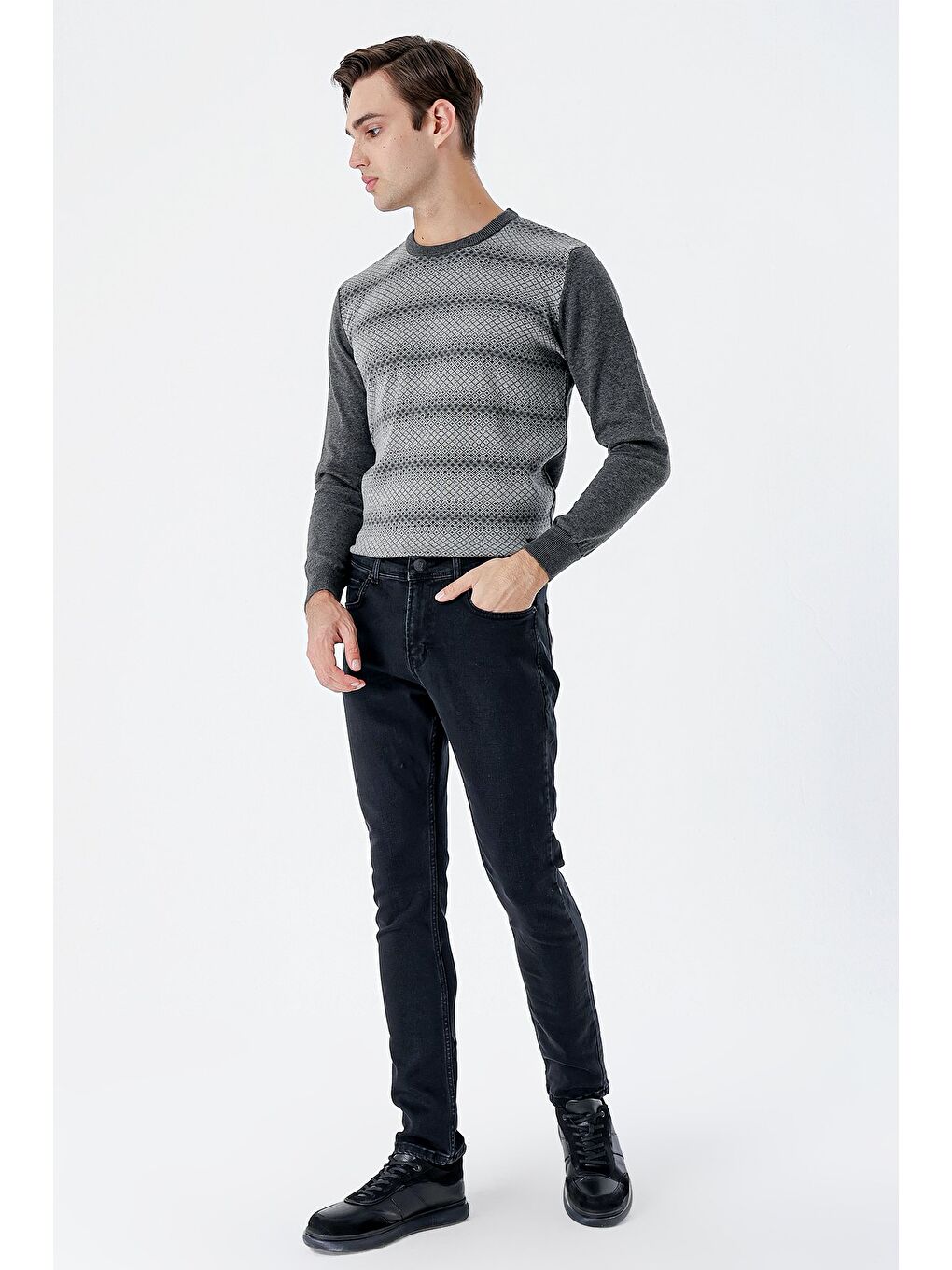 Siyah Gabardin Elastanlı 5 Cep Slim Fit Dar Kesim Casual Denim Jean Pantolon 1023235161-3