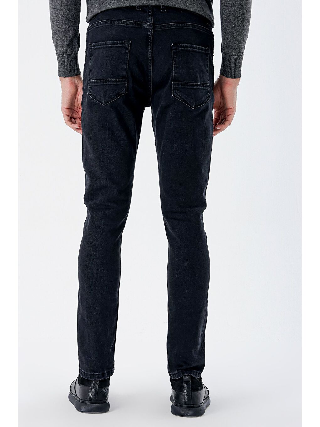 Siyah Gabardin Elastanlı 5 Cep Slim Fit Dar Kesim Casual Denim Jean Pantolon 1023235161-4