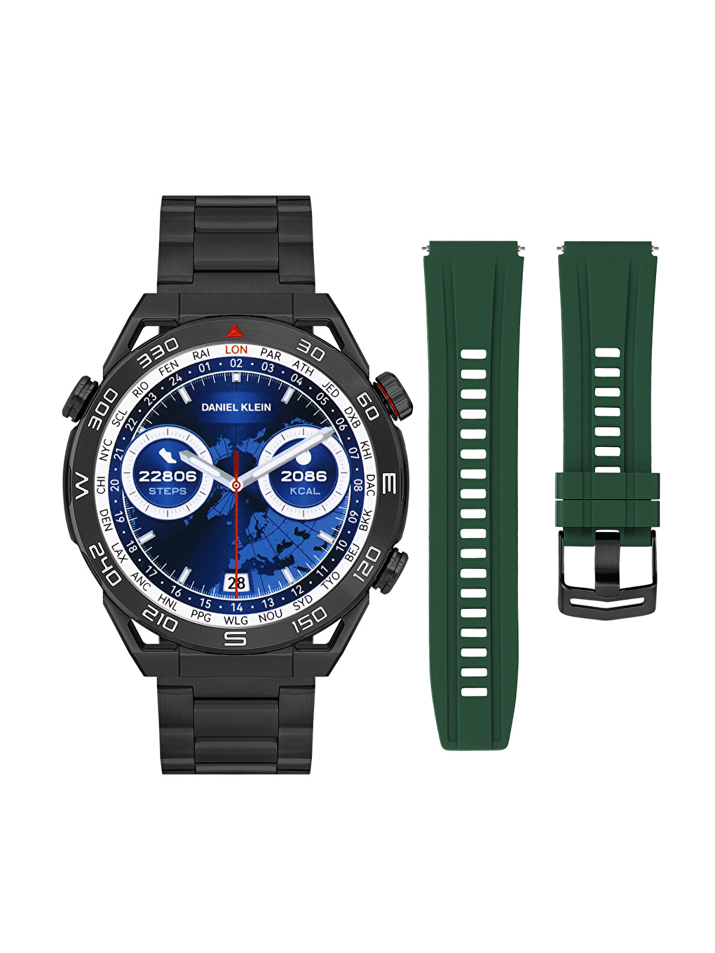 Siyah Çift Kordon Erkek Akıllı Kol Saati